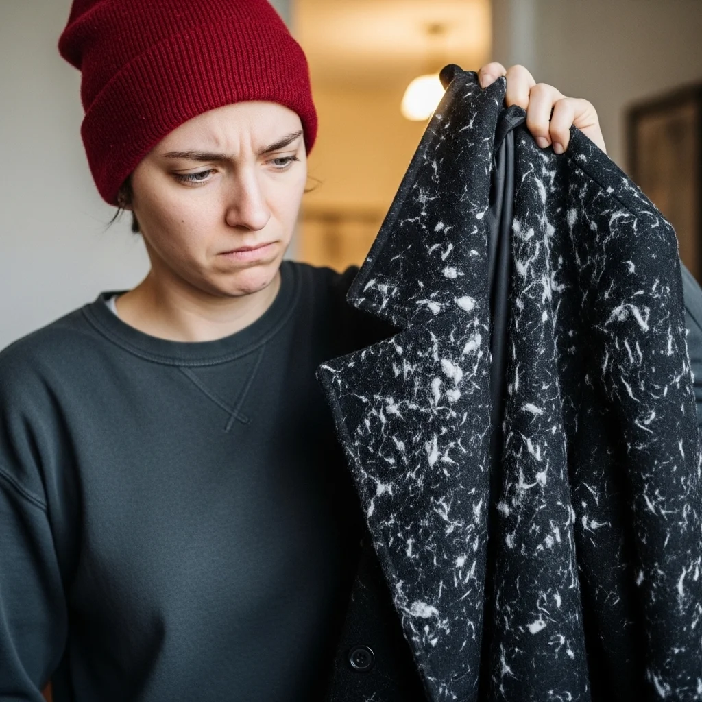 외출 전 마주한 절망, 검은 옷에 가득한 먼지