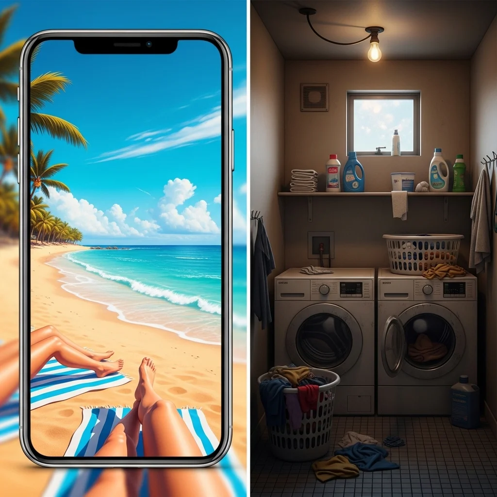 필터 속 가짜 세상 vs 먼지 쌓인 진짜 내 방