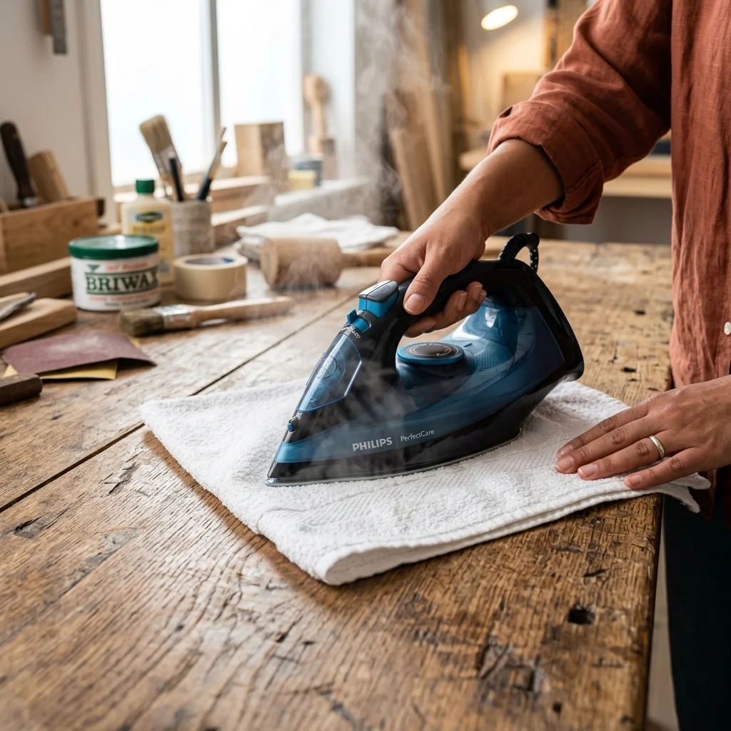 원목 가구 찍힌 자국 복원 방법! 젖은 수건과 다리미로 5분 만에 해결